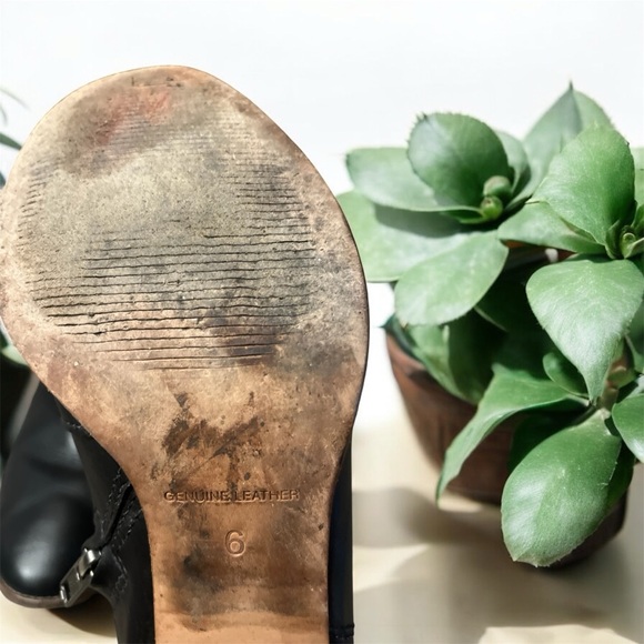 Madewell The Brenner Black Leather Ankle Booties | Women’s 6 | Stacked Heel - Picture 6 of 7